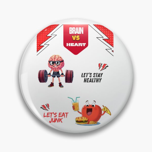 Item preview, "Brain vs Heart – Eat Healthy vs Eat Junk" designed and sold by Red White Blue Studio.