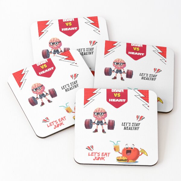 Item preview, "Brain vs Heart – Eat Healthy vs Eat Junk" designed and sold by Red White Blue Studio.