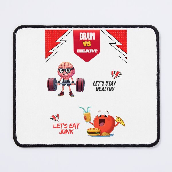 Item preview, "Brain vs Heart – Eat Healthy vs Eat Junk" designed and sold by Red White Blue Studio.