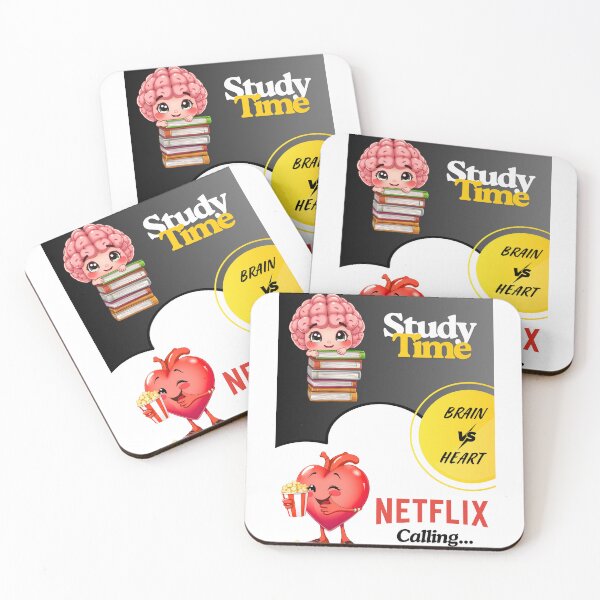 Item preview, "Brain vs Heart – Study Time vs Netflix Calling" designed and sold by Red White Blue Studio.