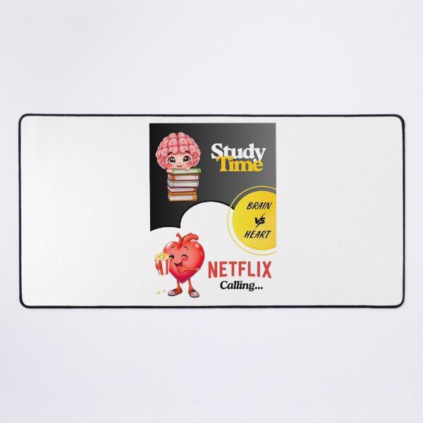 Item preview, "Brain vs Heart – Study Time vs Netflix Calling" designed and sold by Red White Blue Studio.