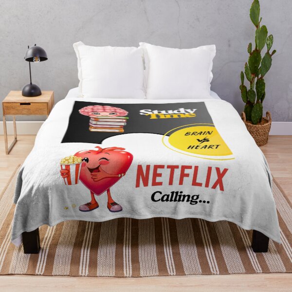 Item preview, "Brain vs Heart – Study Time vs Netflix Calling" designed and sold by Red White Blue Studio.