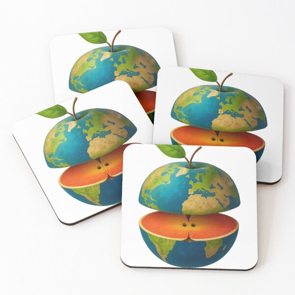 Item preview, Earth Apple Slice T-Shirt – Surreal Planet Fruit Illustration Graphic Tee designed and sold by Pixcelcosmic.