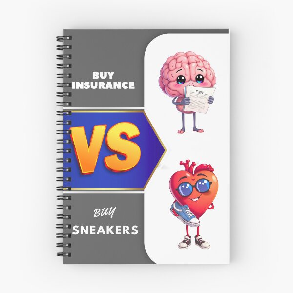 Item preview, "Brain vs Heart – Buy Insurance vs Buy Sneakers" designed and sold by Red White Blue Studio.