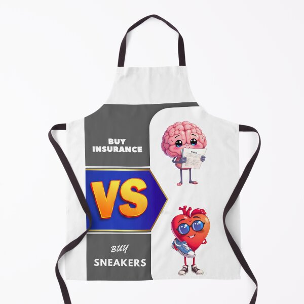 Item preview, "Brain vs Heart – Buy Insurance vs Buy Sneakers" designed and sold by Red White Blue Studio.