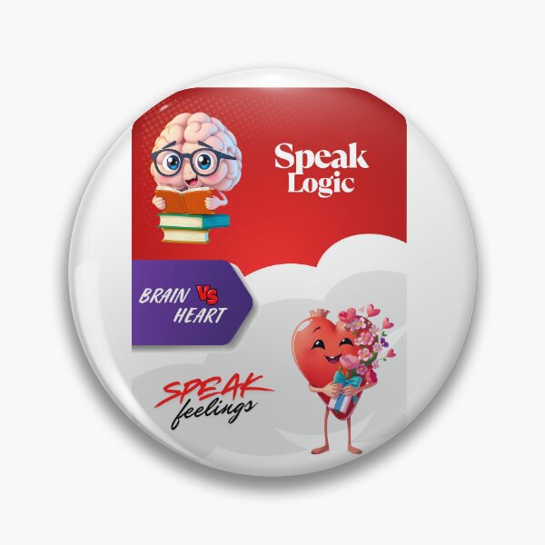 Item preview, "Brain vs Heart – Speak Logic vs Speak Feelings" designed and sold by Red White Blue Studio.