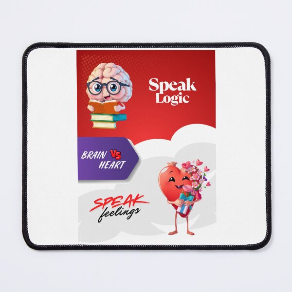 Item preview, "Brain vs Heart – Speak Logic vs Speak Feelings" designed and sold by Red White Blue Studio.