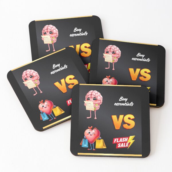 Item preview, Brain vs Heart – Buy Essentials vs Flash Sale designed and sold by Red White Blue Studio.