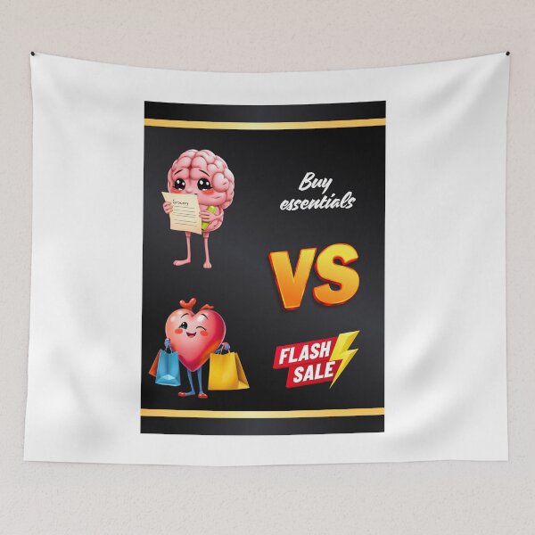 Item preview, Brain vs Heart – Buy Essentials vs Flash Sale designed and sold by Red White Blue Studio.