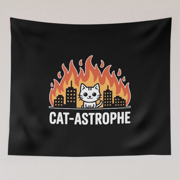 Item preview, Cat-Astrophe! Funny Cat Catastrophe Pun designed and sold by PMCreative.