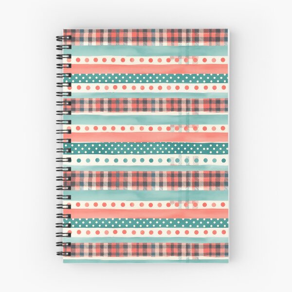Item preview, Teal and Coral Polka Dot Striped Plaid Watercolor Pattern designed and sold by SeGoArtDesign.