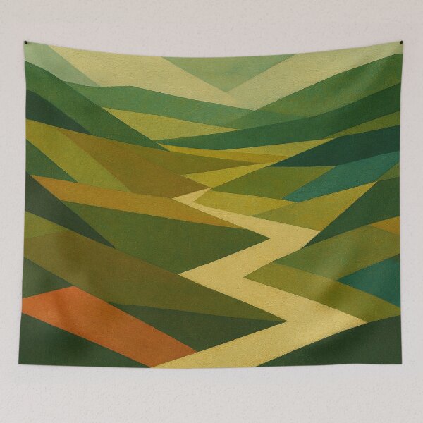 Item preview, Geometric landscape with river designed and sold by Sigtrix.