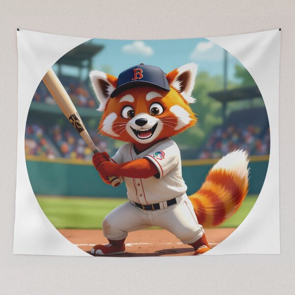 Item preview, red panda baseball player colorful cartoon character designed and sold by SmashingDeals.