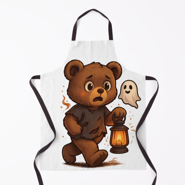 Item preview, Cute Halloween Bear with Lantern and Ghost – Spooky Kawaii Illustration designed and sold by Minimochi Art.