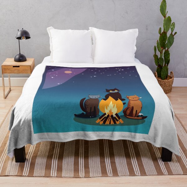 Item preview, Cat's sitting around campfire in the night sky designed and sold by 79Graphics.