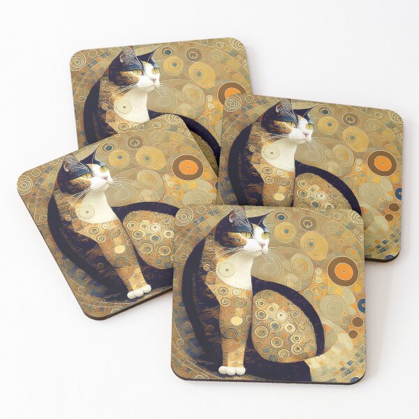 Item preview, Vintage Art Nouveau Style Painting Of A Cat Inspired By Gustav Klimt designed and sold by LanaGustavsson.