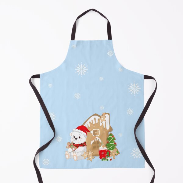 Item preview, Cute Polar Bear in Santa Hat with Gingerbread House and Hot Chocolate. designed and sold by JohanaStyle.