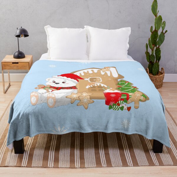 Item preview, Cute Polar Bear in Santa Hat with Gingerbread House and Hot Chocolate.  designed and sold by JohanaStyle.