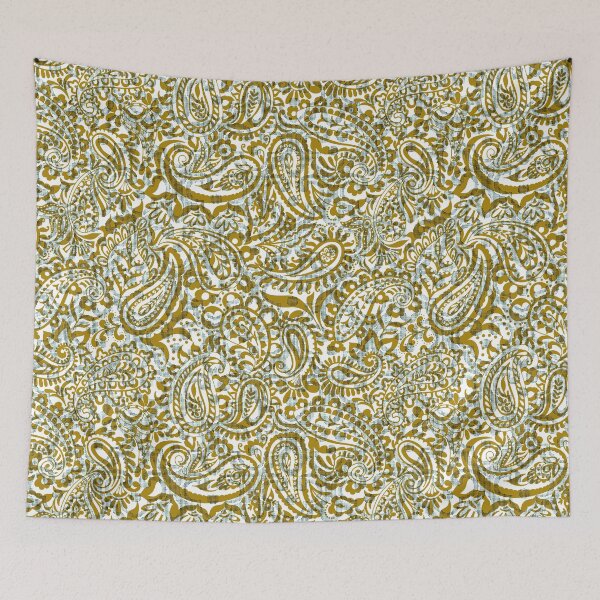 Item preview, Tear Drop Paisley-Burnish Mustard Yellow Two Tonal designed and sold by Fabricatemyart.