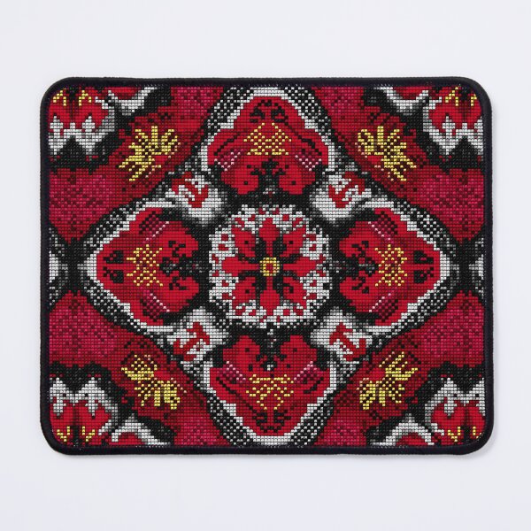 Item preview, Black and Red Floral Pattern Romanian Folk Motif designed and sold by mioriticplai.
