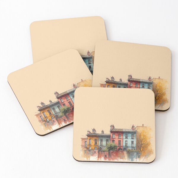 Item preview, Colorful Watercolor Townhouses Illustration designed and sold by MichelleAlline.