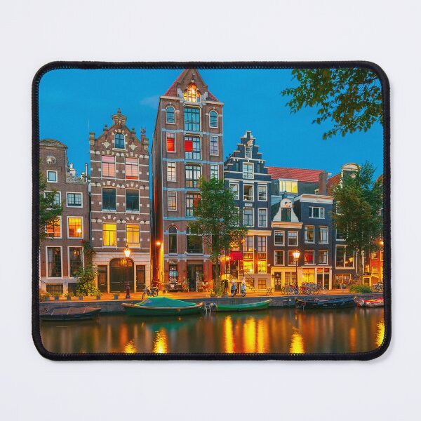 Item preview, Amsterdam Canal With Dutch Houses at Night designed and sold by Aptine.