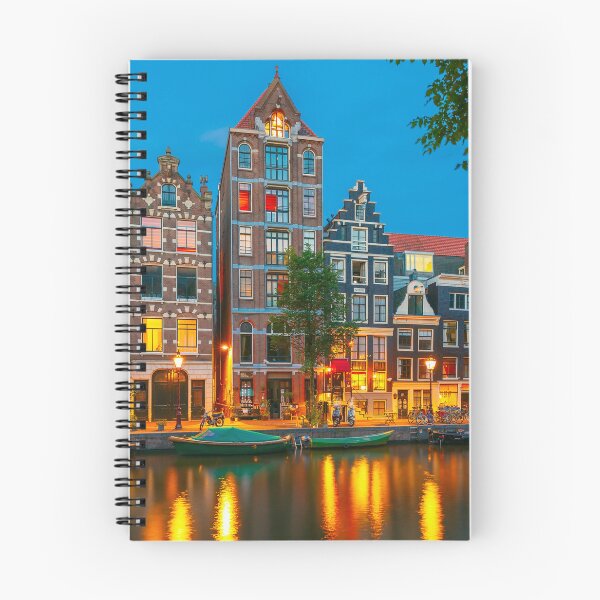 Item preview, Amsterdam Canal With Dutch Houses at Night designed and sold by Aptine.