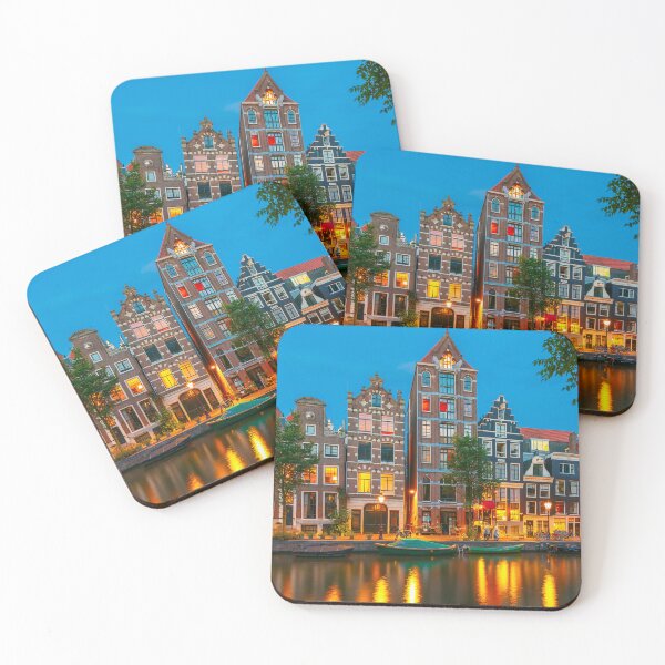 Item preview, Amsterdam Canal With Dutch Houses at Night designed and sold by Aptine.