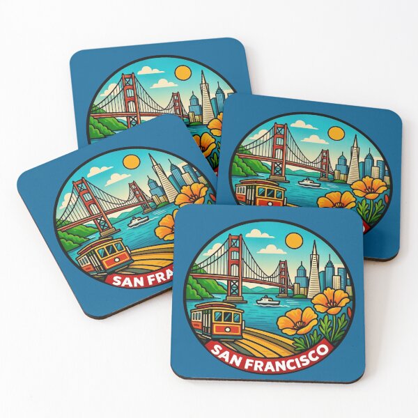 Item preview, San Francisco, California - Golden Gate Bridge, Cable Car & Cityscape designed and sold by Myra365Art.