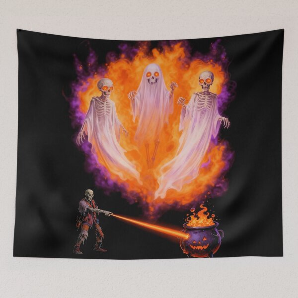 Item preview, Fiery Ghosts and Skeletons — Spooky Halloween Illustration designed and sold by El Hermano Gym.