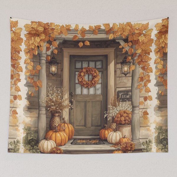 Item preview, Autumn Porch – Cottagecore Pumpkin Haven designed and sold by Deezyned.