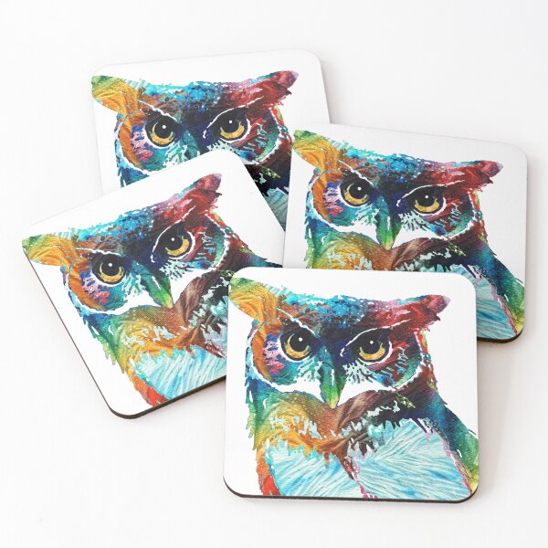 Item preview, Colorful Owl Art On White designed and sold by Sharon Cummings Art.