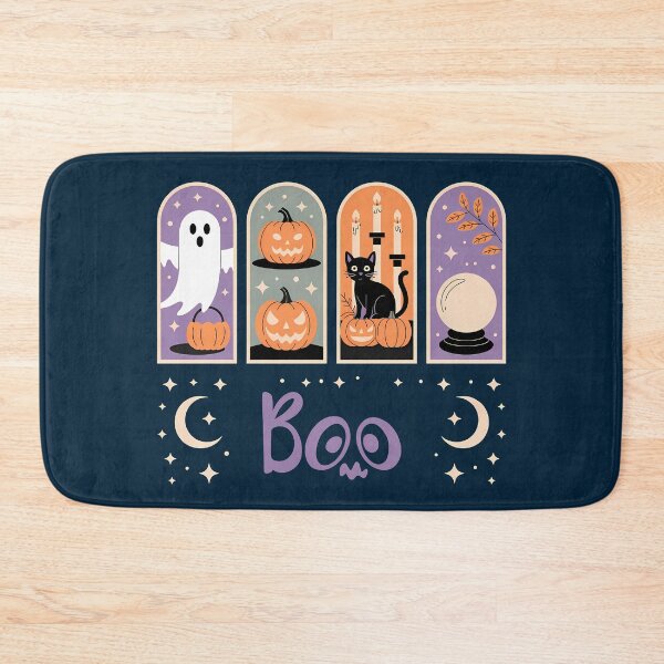 Item preview, Spooky Halloween Pattern Ghost Pumpkin Cat And Crystal Ball designed and sold by KateLeap.