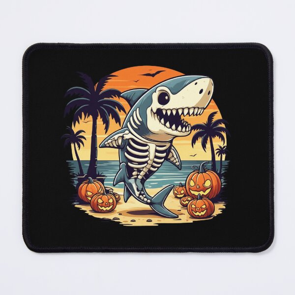 Item preview, Skeleton Shark – Funny Cartoon Shark in Skeleton Costume, Retro Halloween Sunset designed and sold by ColorSplash123.