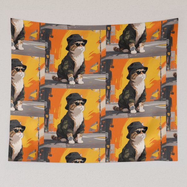 Item preview, Cool Street Cat, Stylish Cat with Sunglasses, Jacket, and Hat, Urban Streetwear Cat Illustration designed and sold by RAZ1995.