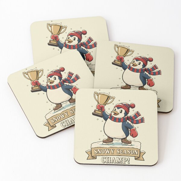 Item preview, Penguin Snowy Season Champ – Cute Winter Sports Cartoon designed and sold by Imaginationbeyond.