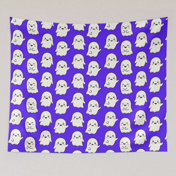 Item preview, Purple Texture CUTE and Adorable GHOST waving Happy Kawaii Halloween designed and sold by DibujandoPorfa.