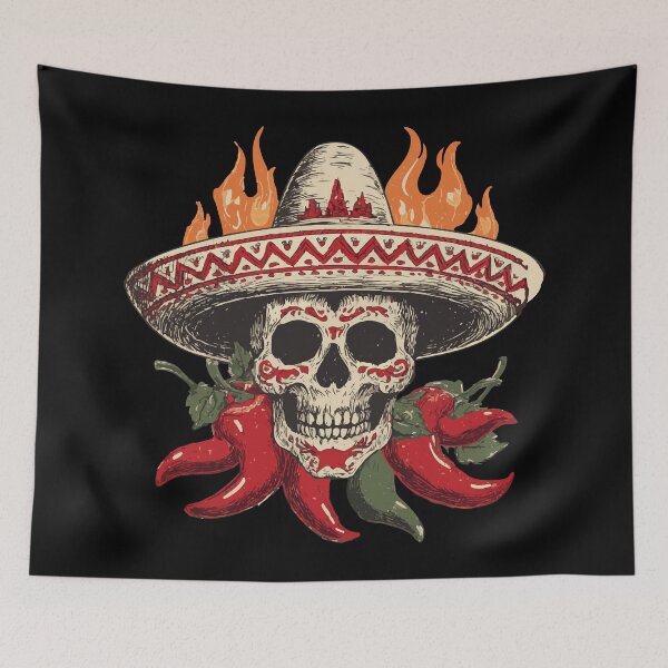 Item preview, Sugar Skull with Chilli Peppers designed and sold by VelvetRoom.