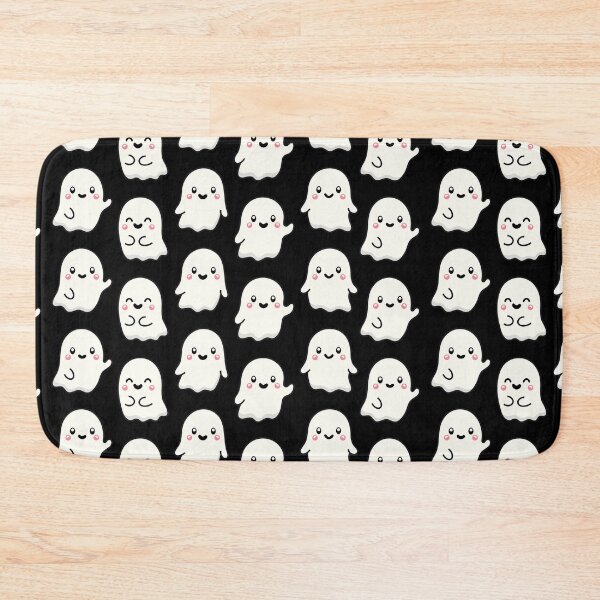Item preview, Black Texture CUTE and Adorable GHOST waving happy Kawaii Halloween designed and sold by DibujandoPorfa.