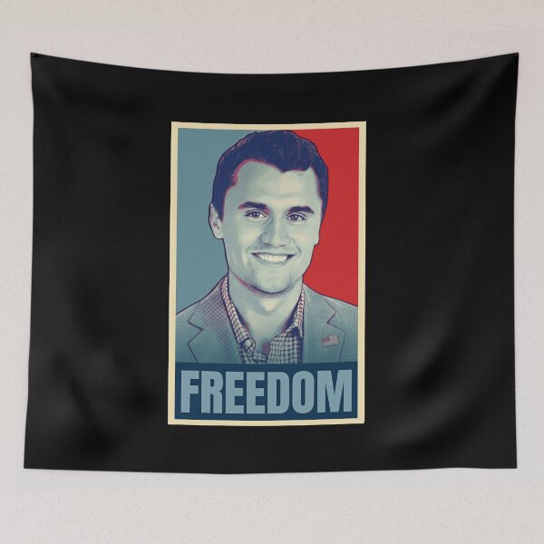 Item preview, FREEDOM: CHARLIE KIRK in Red and Blue - ON BLACK designed and sold by Holy Coast Threads (Formerly ChristianFlower).