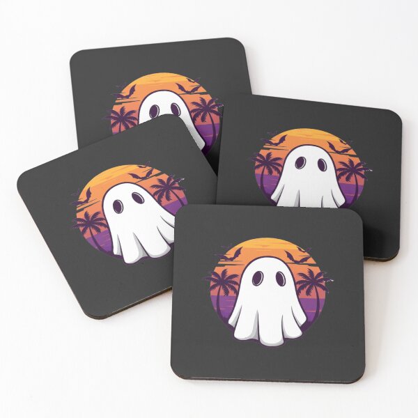 Item preview, Ghost Bear – Funny Cartoon Bear in Ghost Costume, Retro Halloween Sunset designed and sold by ColorSplash123.