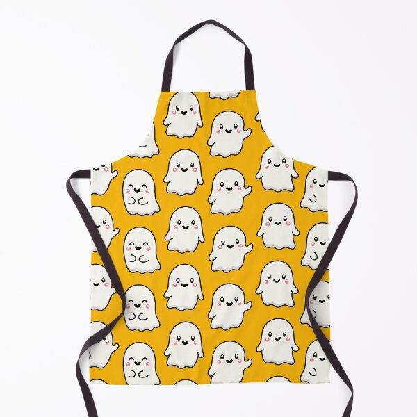 Item preview, Yellow Texture CUTE and Adorable GHOST waving Happy Halloween Kawaii designed and sold by DibujandoPorfa.