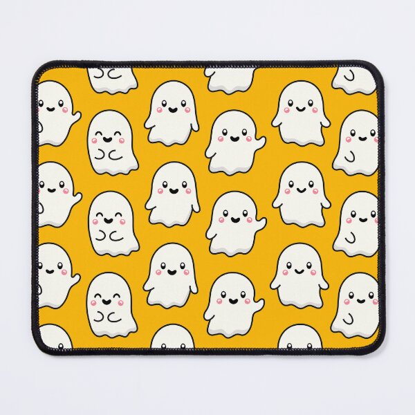 Item preview, Yellow Texture CUTE and Adorable GHOST waving Happy Halloween Kawaii designed and sold by DibujandoPorfa.