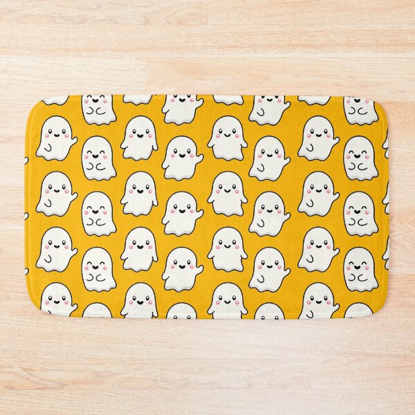 Item preview, Yellow Texture CUTE and Adorable GHOST waving Happy Halloween Kawaii designed and sold by DibujandoPorfa.