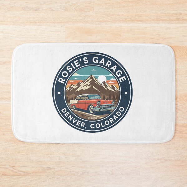 Item preview, Rosie's Garage - Denver, Colorado - Vintage Mountain Car Art designed and sold by RedDelaney.
