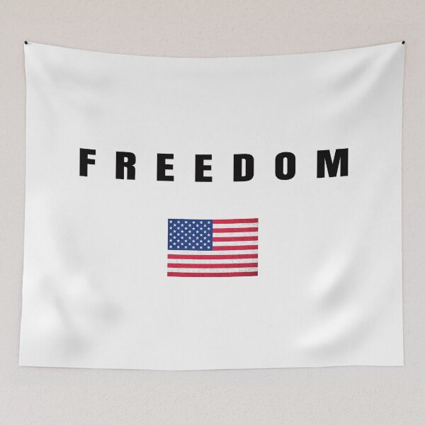 Item preview, Freedom Black Text Minimalist Design with American Flag Bold Typography Graphic designed and sold by chris-ellis-art.