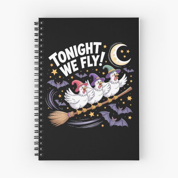 Item preview, Tonight We Fly Essential - Funny Witchy Halloween Chickens on Broomstick designed and sold by bimimagic.