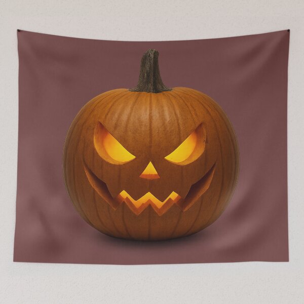 Item preview, Scary looking realistic pumpkin with litten eyes designed and sold by AJTees99.