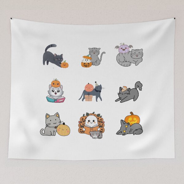 Item preview, Grey tabby Halloween pumpkin cat pack designed and sold by BritishDelights.