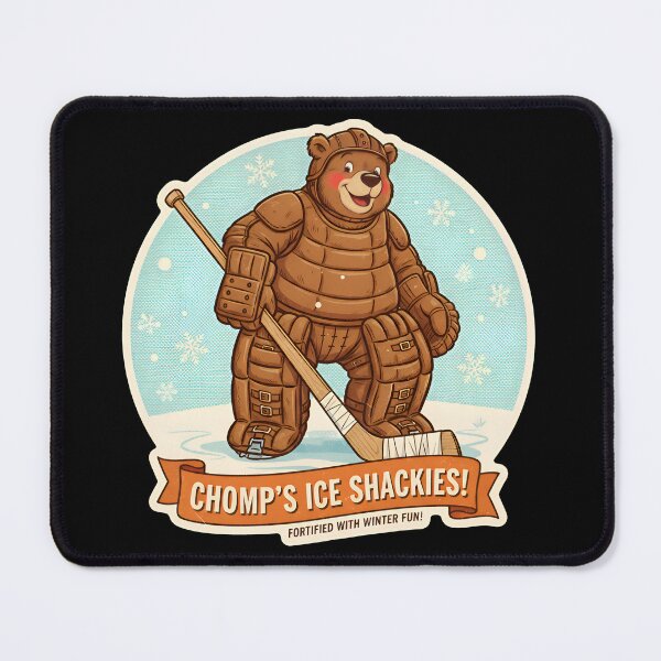 Item preview, Hockey Bear Chomp’s Ice Shackies – Funny Winter Sports Cartoon designed and sold by Imaginationbeyond.